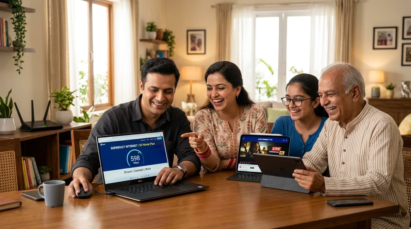 Family enjoying fast internet, streaming, and multiple connected devices with ViberNet One